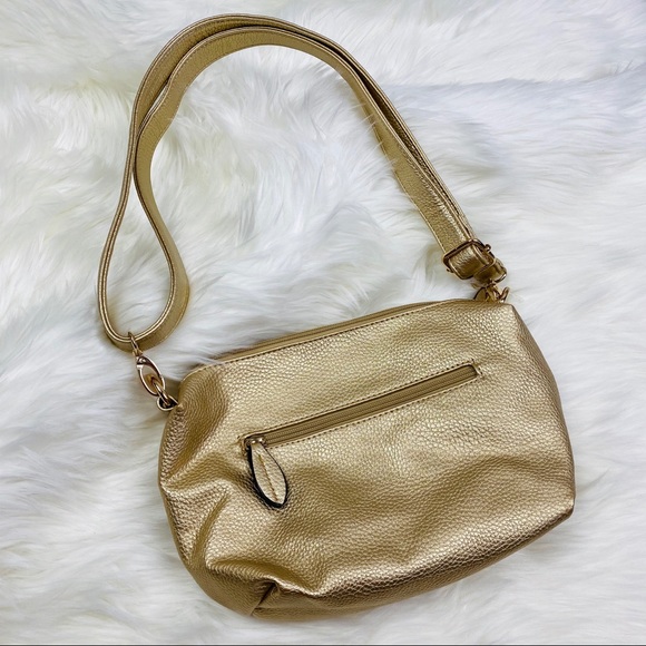 NEW Imoshion Gold Pebbled Leather Crossbody Bag